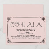 Roze lingerie uitnodigingen voor een douchefeest O (Voorkant / Achterkant)