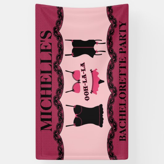 Roze lingerie, vrijgezellenfeest spandoek (Verticaal)