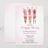 Roze lingeriefeest  kaart (Voorkant / Achterkant)