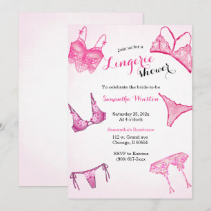 Roze lingeriefeest  kaart