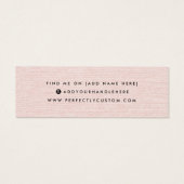 Roze linnen aangepaste logo stud oorspuitkaart mini visitekaartjes (Achterkant)