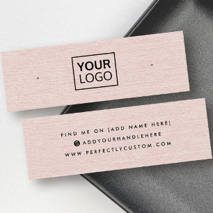 Roze linnen aangepaste logo stud oorspuitkaart mini visitekaartjes