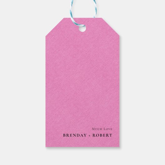 Roze linnen Eenvoudig script WelkomstcadeLabel voo Cadeaulabel (Achterkant)