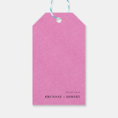 Roze linnen eenvoudige script welkom bruiloft gift cadeaulabel (Achterkant)