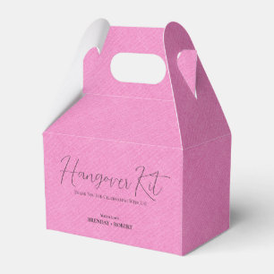 Roze linnen Simple Script Hangover Recovery Kit Bedankdoosjes