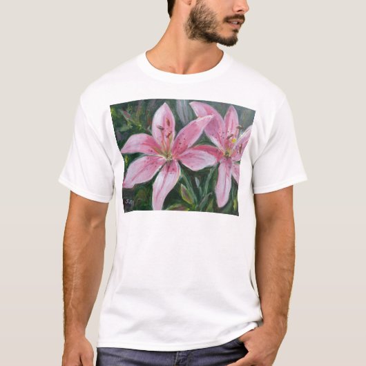 Roze linnen t-shirt (Voorkant)