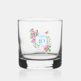 Roze lint 40e verjaardag whisky glas