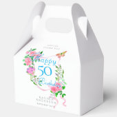 Roze lint 50ste verjaardag  bedankdoosjes (Voorkant)