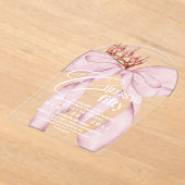 Roze lint 50ste verparty acryl uitnodigingen (Laagn)