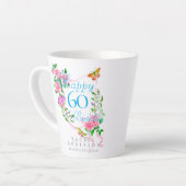 Roze lint 60e verjaardag latte mok (Linkerhoek)