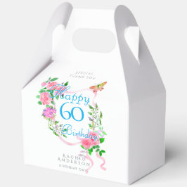 Roze lint 60ste verjaardag bedankdoosjes