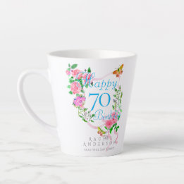 Roze lint 70e verjaardag latte mok