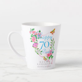 Roze lint 70e verjaardag latte mok