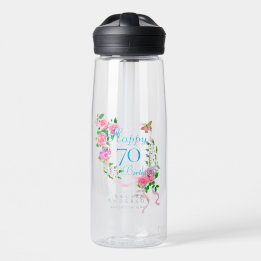 Roze lint 70e verjaardag waterfles