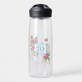 Roze lint 70e verjaardag waterfles