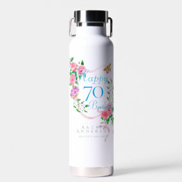Roze lint 70e verjaardag waterfles