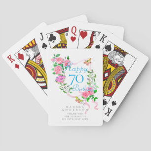 Roze lint 70ste verjaardag pokerkaarten
