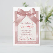 Roze Lint Aangepaste Galentine's Feest Uitnodiging (Staand voorkant)