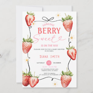 Roze Lint Aardbei Zoete Baby Shower Kaart