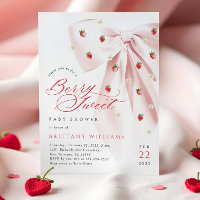 Roze Lint Aardbeien Baby Shower Uitnodiging
