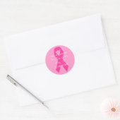 Roze lint adres ronde sticker (Envelop)