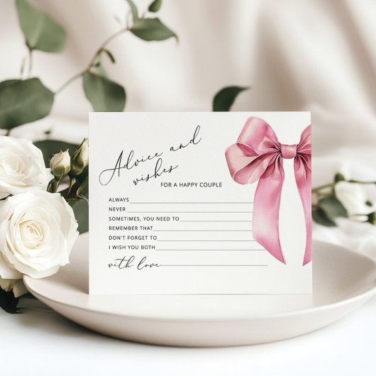 Roze lint advies en wensen script bruidskaart