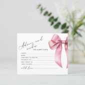 Roze lint advies en wensen script bruidskaart (Staand voorkant)