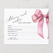 Roze lint advies en wensen script bruidskaart (Voorkant)