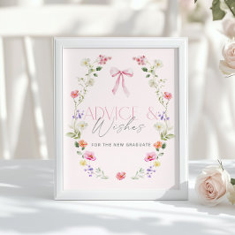 Roze lint advies en wensen voor afgestudeerde poster