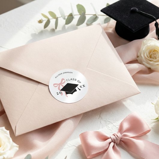 Roze Lint Afstudeer Enveloppe Zegel
