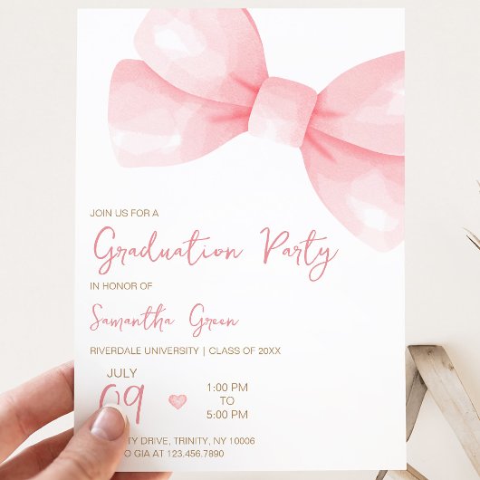 Roze Lint Afstudeerfeest Kaart