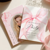 Roze lint afstudeerfoto uitnodiging