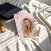 Roze lint afstudeerfoto uitnodiging