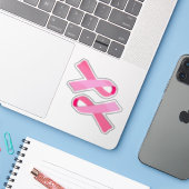Roze Lint Awareness Vinyl Ondersteuning Sticker (Laptop met iPhone)
