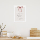 Roze lint baby girl shower welkomstbord poster (Keuken)