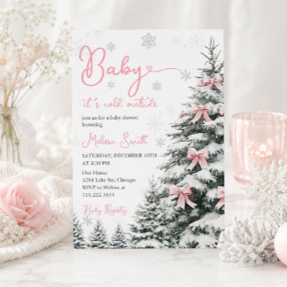 Roze Lint Baby Het Is Koud Buiten Winter Baby Show Kaart