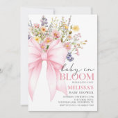 Roze lint baby in bloei baby shower uitnodiging (Voorkant)