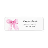 Roze lint baby shower adres etiket (Voorkant)