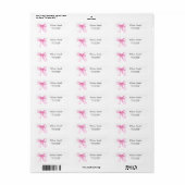 Roze lint baby shower adres etiket (Full Sheet)
