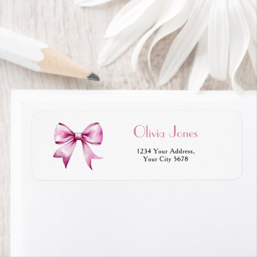 Roze lint baby shower adres etiket (Insitu)