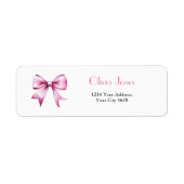Roze lint baby shower adres etiket (Voorkant)