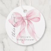 Roze lint baby shower bedankje bedankjes labels (Voorkant)
