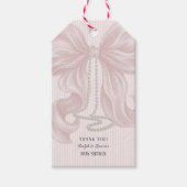 Roze lint baby shower bedankje cadeaulabel (Voorkant)