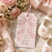 Roze lint baby shower bedankje cadeaulabel