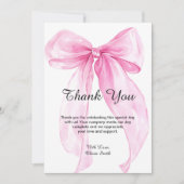 Roze lint baby shower bedankkaart (Voorkant)