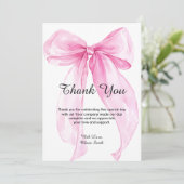 Roze lint baby shower bedankkaart (Staand voorkant)