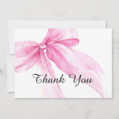 Roze lint baby shower bedankkaart (Voorkant)