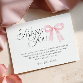 Roze Lint Baby Shower Bedankkaart