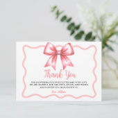 Roze lint baby shower bedankkaart (Staand voorkant)
