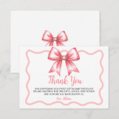 Roze lint baby shower bedankkaart (Voorkant / Achterkant)